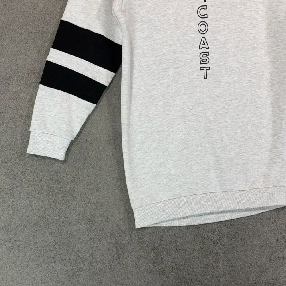 Forever 21 Women S Sweatshirt West Coast Stripe Sleeve Gray Pullover Varsity - Picture 5 of 10